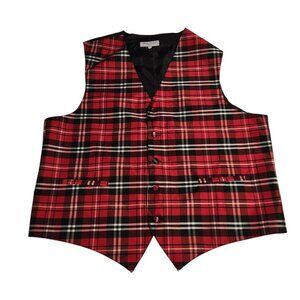 Vesuvio Napoli Plaid Suit Vest Black Red White Christmas Xmas Holiday Mens XL